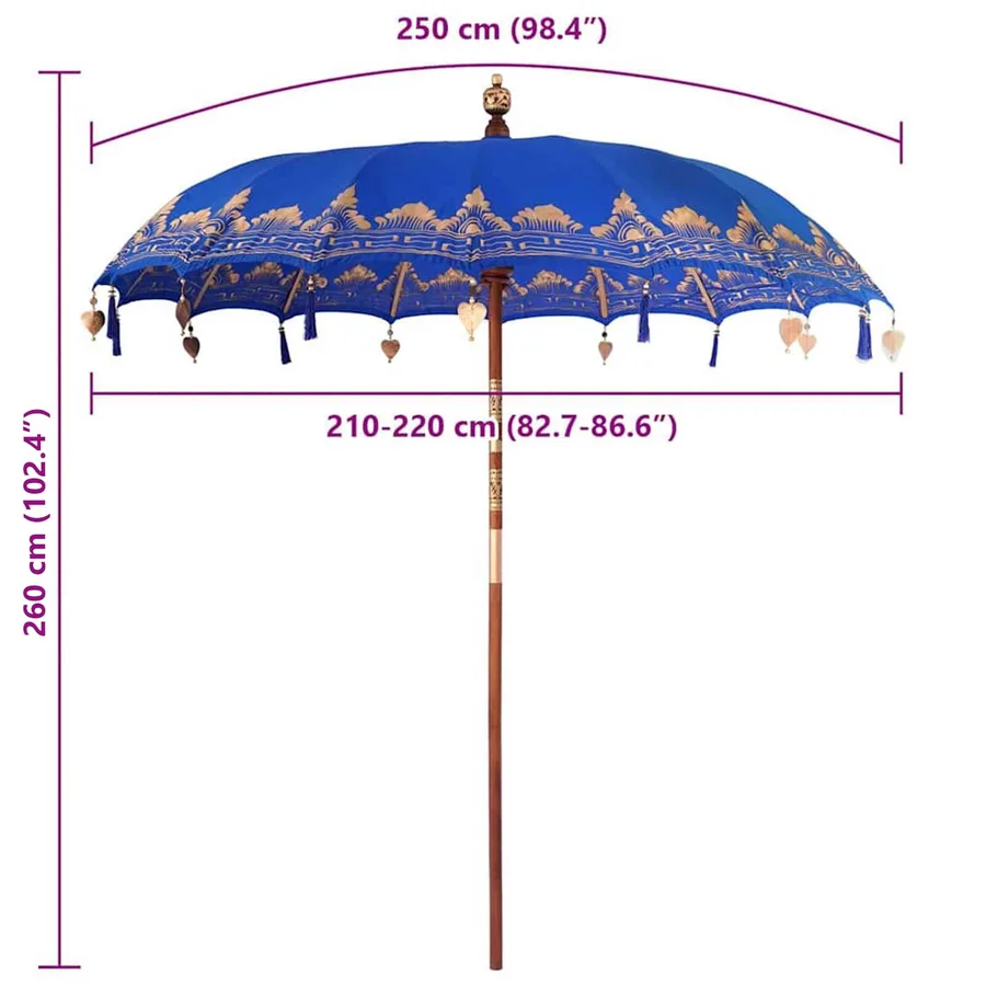 Parasol balinais Bleu 215 x 215 x 260 cm - 8