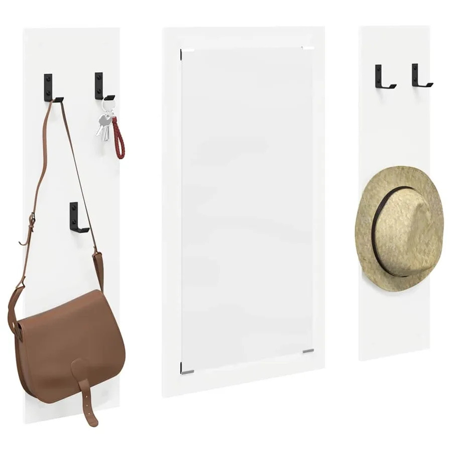 Porte-manteau mural Blanc 96 x 1,5 x 90 cm Bois d'ingénierie - 3
