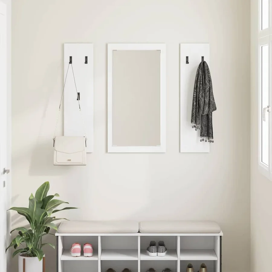 Porte-manteau mural Blanc 96 x 1,5 x 90 cm Bois d'ingénierie - 4