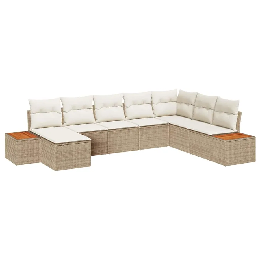 Ensemble de canapé de jardin 9 pcs Beige et crème Polyrotin - 2