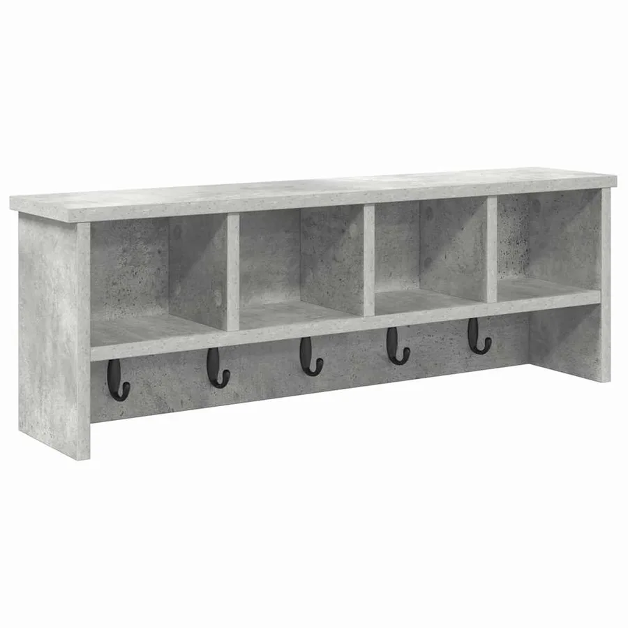 Porte-manteau mural avec étagère Gris béton 75 x 16 x 26 cm - 2