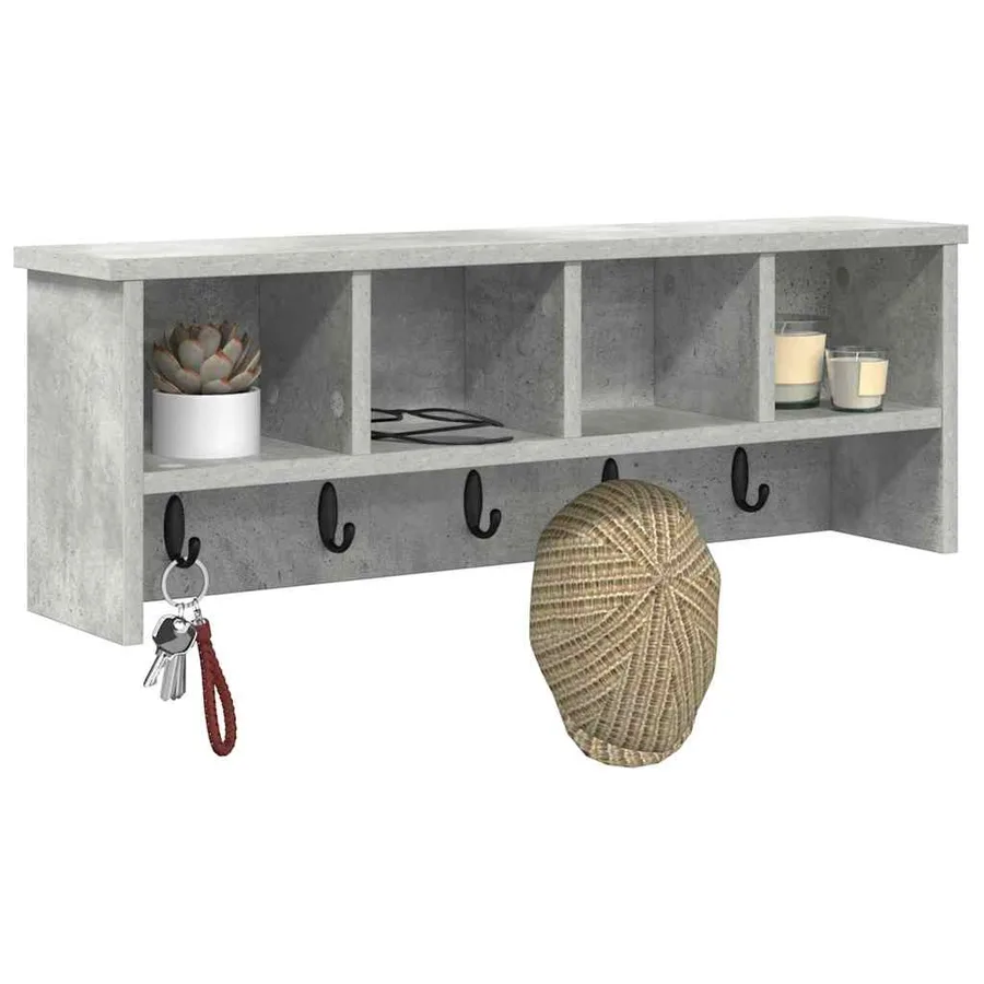 Porte-manteau mural avec étagère Gris béton 75 x 16 x 26 cm - 3