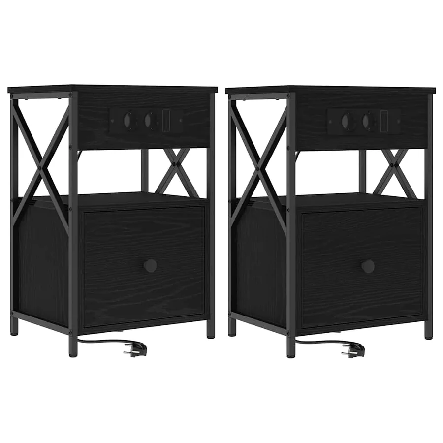 Cabinet de chevet avec tiroir 2 pcs Chêne noir 40 x 31 x 60 cm - 2
