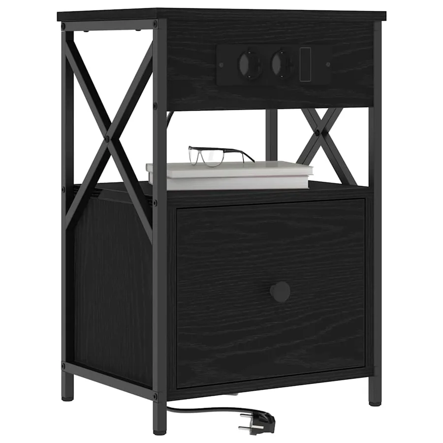 Cabinet de chevet avec tiroir 2 pcs Chêne noir 40 x 31 x 60 cm - 3