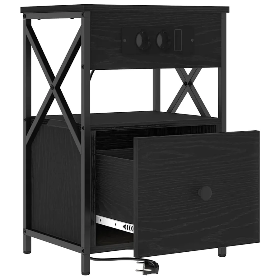 Cabinet de chevet avec tiroir 2 pcs Chêne noir 40 x 31 x 60 cm - 6