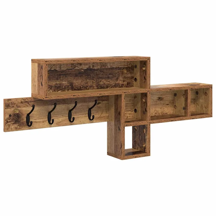 Porte-manteau mural avec étagère Bois ancien 100 x 12 x 43,5 cm - 2