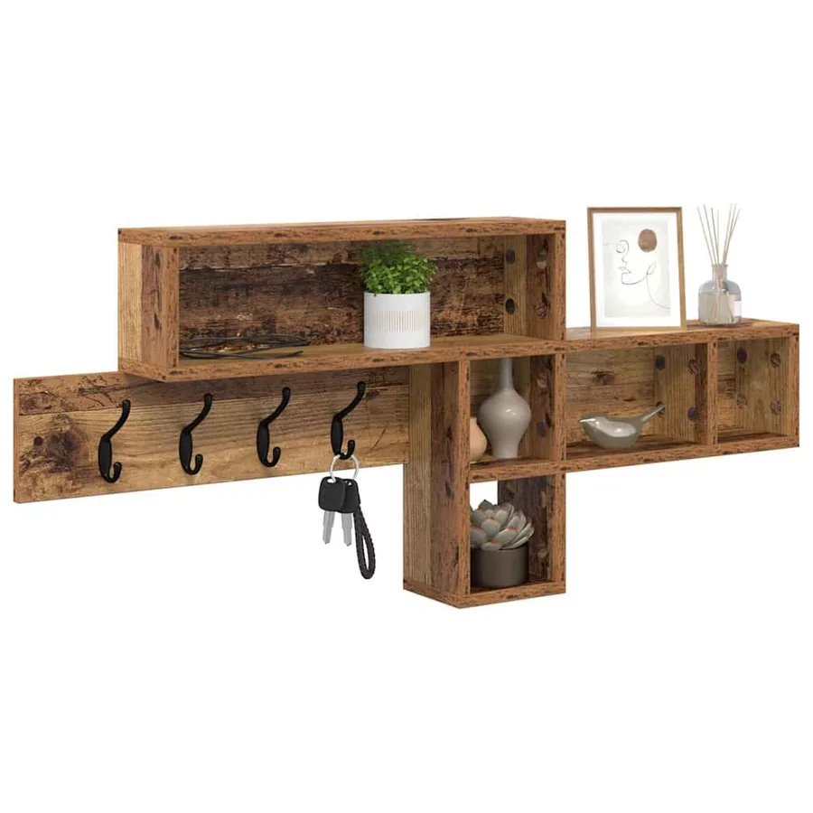 Porte-manteau mural avec étagère Bois ancien 100 x 12 x 43,5 cm - 3