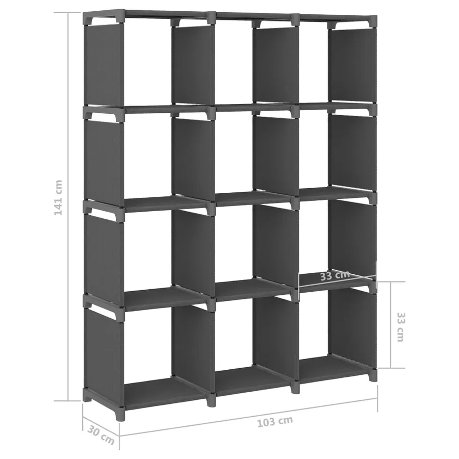 Étagère d'affichage 12 cubes Gris 103x30x141 cm Tissu - 8