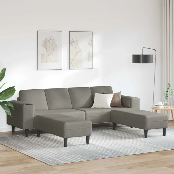 Canapé Gris clair 250 x 188 x 76 cm Tissu en velours côtelé