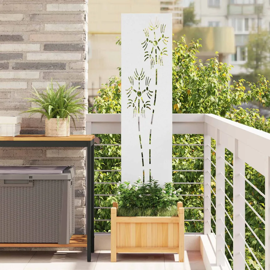 Écran de confidentialité de jardin Fretwork Blanc 32 x 140 cm