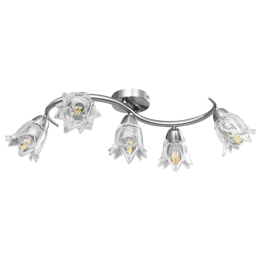 Plafonnier et abat-jour verre transparent 5 ampoules E14 Tulipe - 2