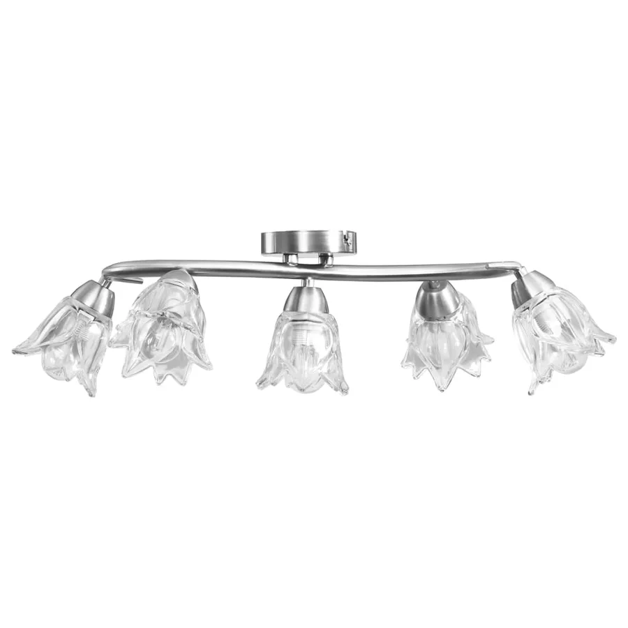Plafonnier et abat-jour verre transparent 5 ampoules E14 Tulipe - 4