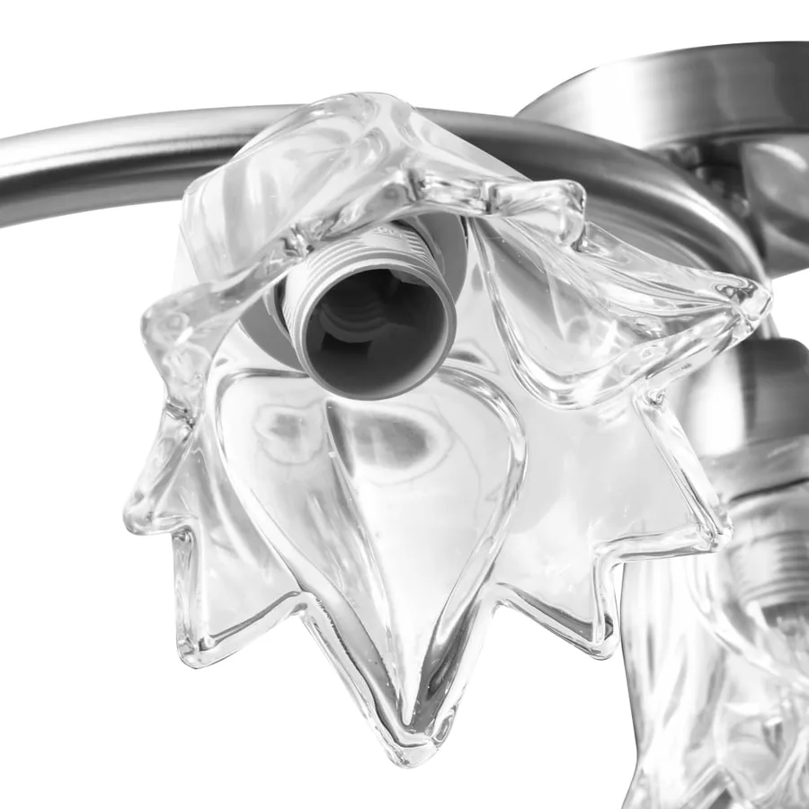 Plafonnier et abat-jour verre transparent 5 ampoules E14 Tulipe - 8