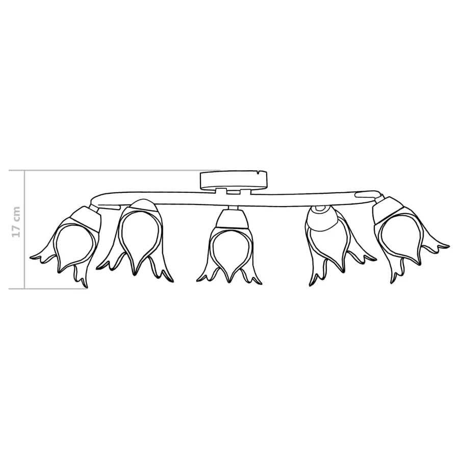 Plafonnier et abat-jour verre transparent 5 ampoules E14 Tulipe - 9