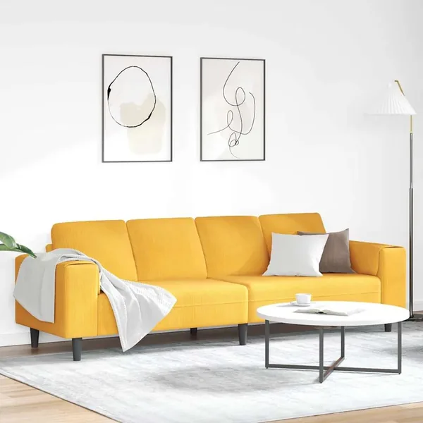 Canapé Jaune clair 250 x 77 x 76 cm Tissu en velours côtelé