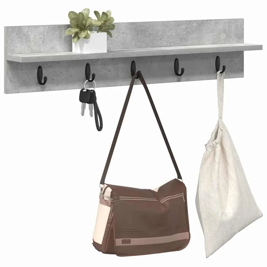 Porte-manteau mural Montage mural Gris béton 80 x 10,5 x 18 cm - 3
