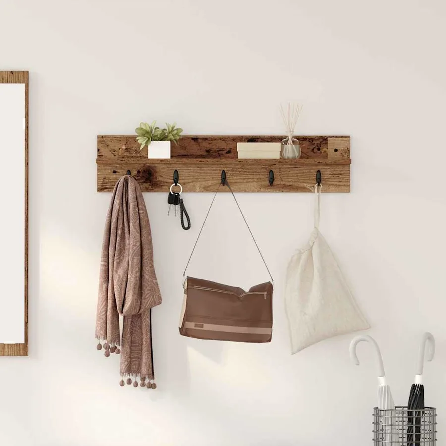 Porte-manteau mural Montage mural Bois ancien 80 x 10,5 x 18 cm