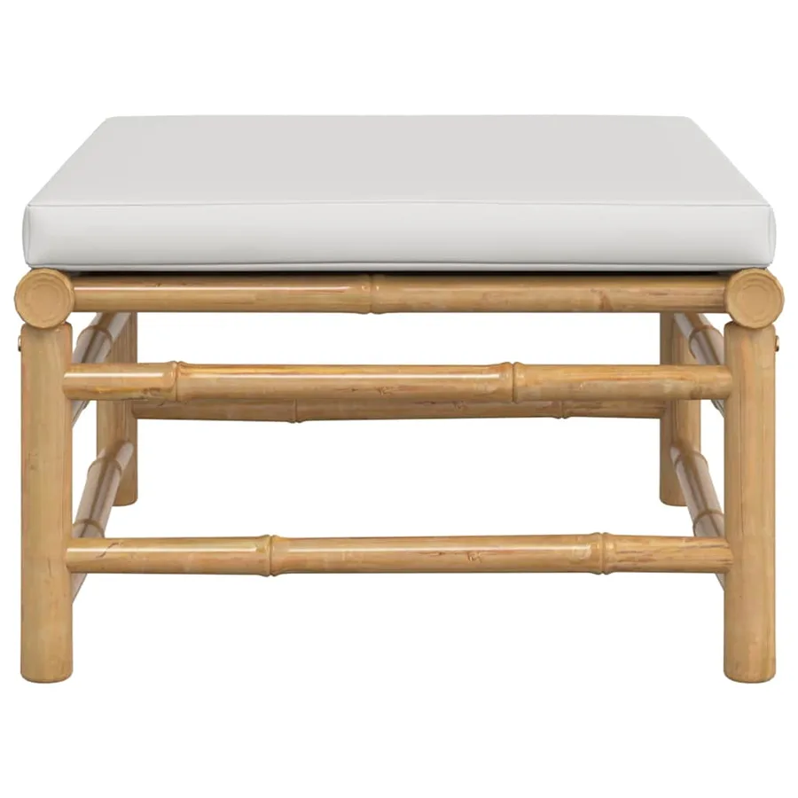 Repose-pieds de jardin avec coussin gris clair bambou - 3