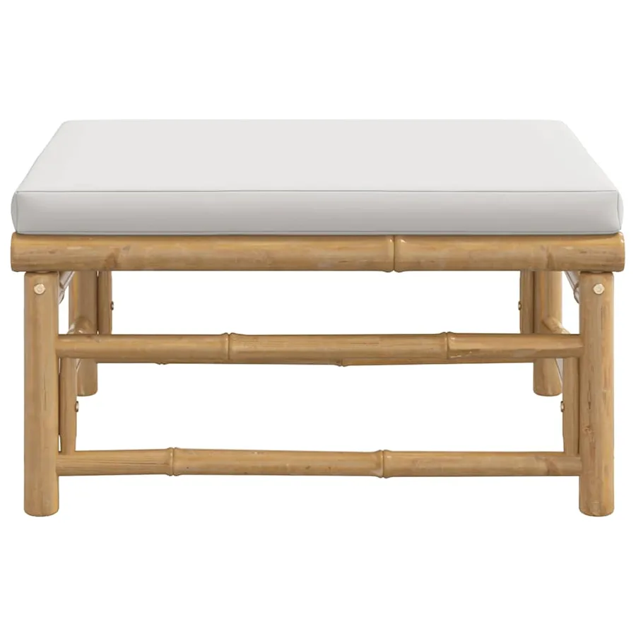 Repose-pieds de jardin avec coussin gris clair bambou - 4