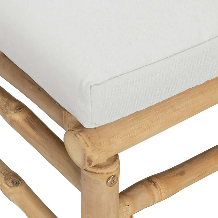 Repose-pieds de jardin avec coussin gris clair bambou - 5
