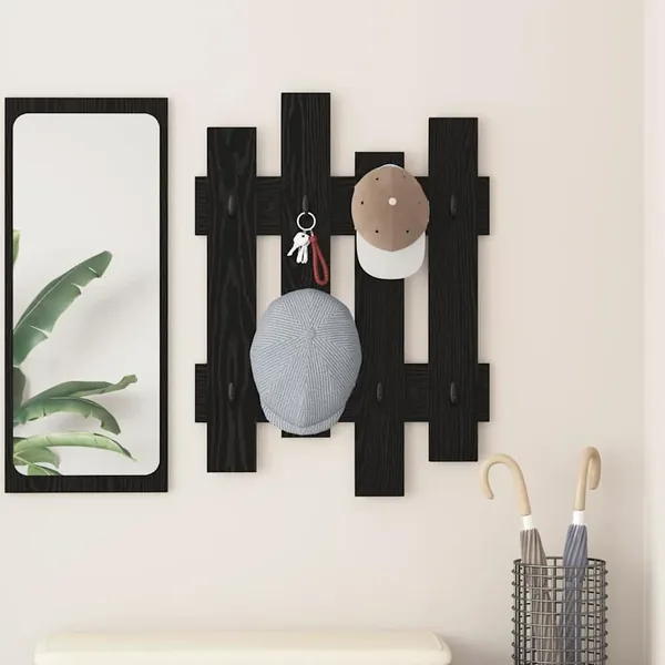 Porte-manteau mural Chêne noir 60 x 3 x 82 cm Bois d'ingénierie