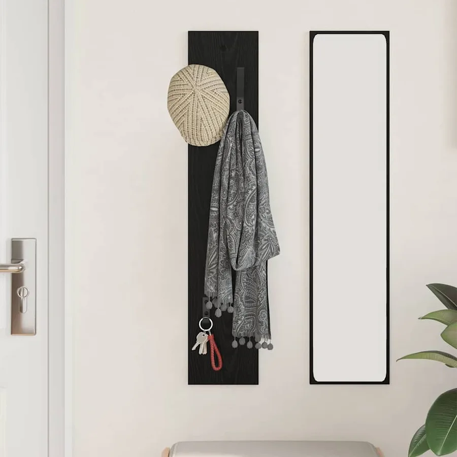 Porte-manteau mural Montage mural Chêne noir 20 x 1,5 x 100 cm - 4