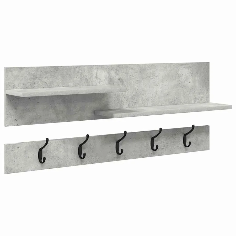 Porte-manteau mural avec étagère Gris béton 90 x 15 x 36 cm - 2