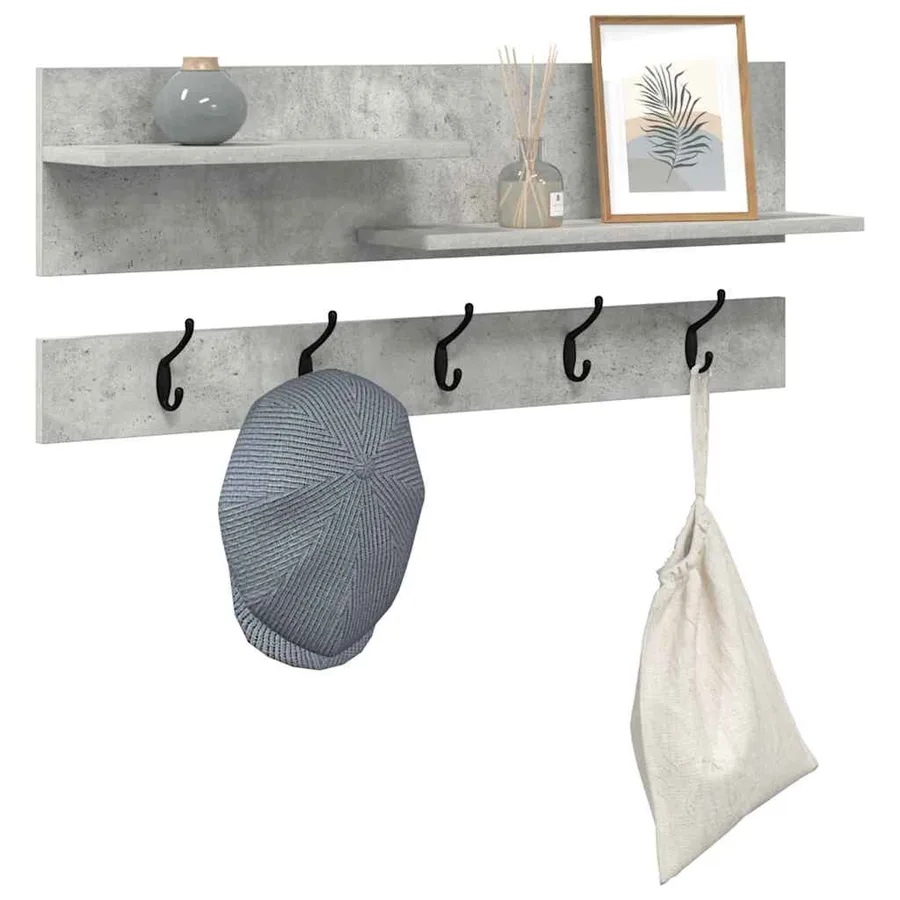 Porte-manteau mural avec étagère Gris béton 90 x 15 x 36 cm - 3