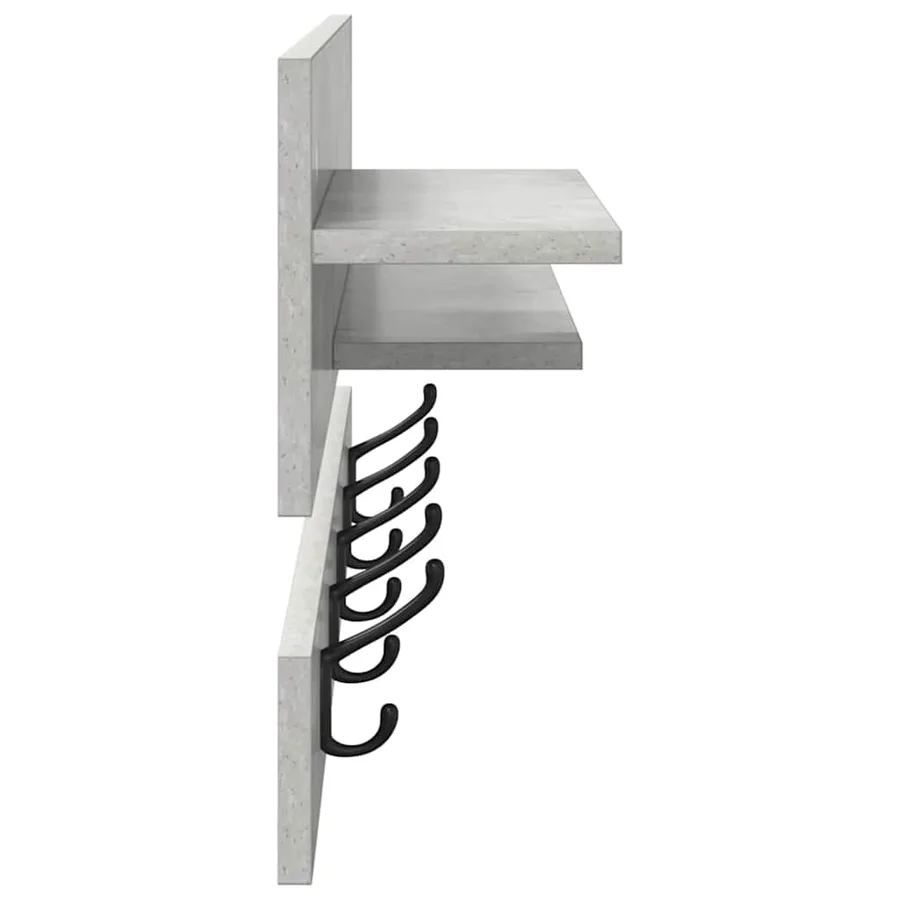 Porte-manteau mural avec étagère Gris béton 90 x 15 x 36 cm - 6