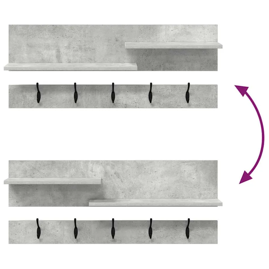 Porte-manteau mural avec étagère Gris béton 90 x 15 x 36 cm - 9