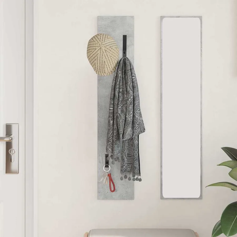 Porte-manteau mural Montage mural Gris béton 20 x 1,5 x 100 cm - 4