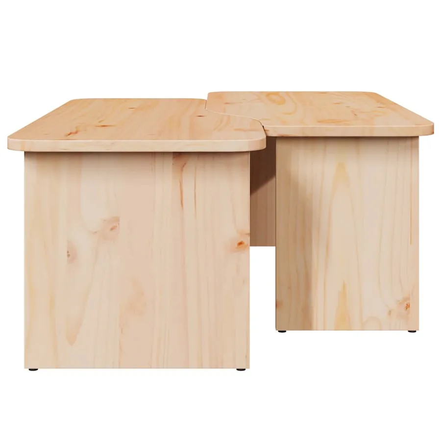 Table basse 2 pcs Naturel Bois massif en pin - 8