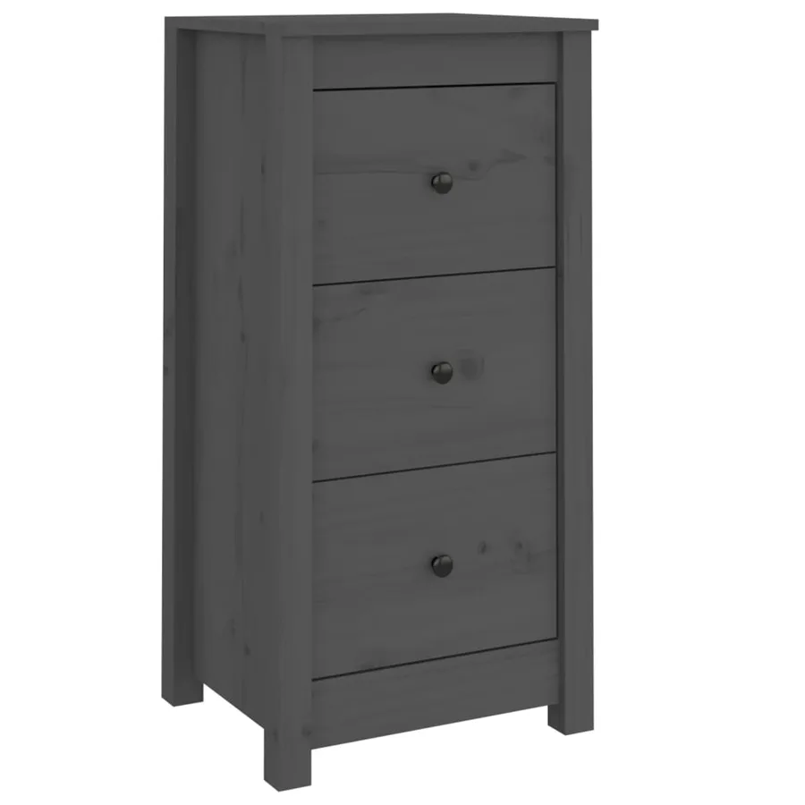 Buffets 2 pcs Gris 40x35x80 cm Bois massif de pin - 5