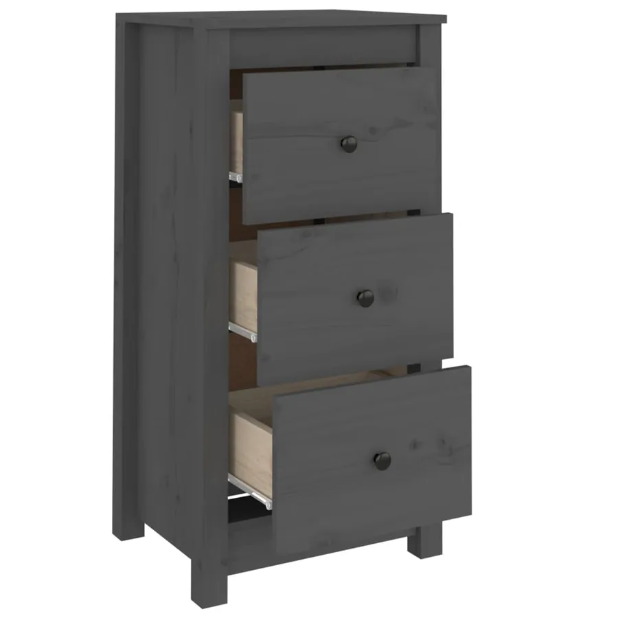 Buffets 2 pcs Gris 40x35x80 cm Bois massif de pin - 6