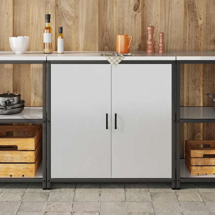 Rangement de cuisine HATTEM Argenté 90 x 50 x 92 cm Acier - 4