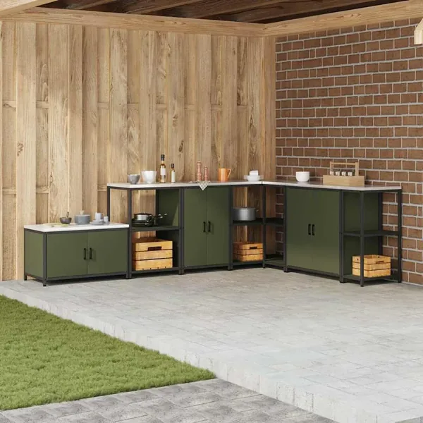 Rangement de cuisine HATTEM Vert olive 60 x 50 x 92 cm Acier