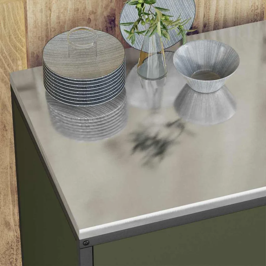 Rangement de cuisine HATTEM Vert olive 60 x 50 x 92 cm Acier - 5