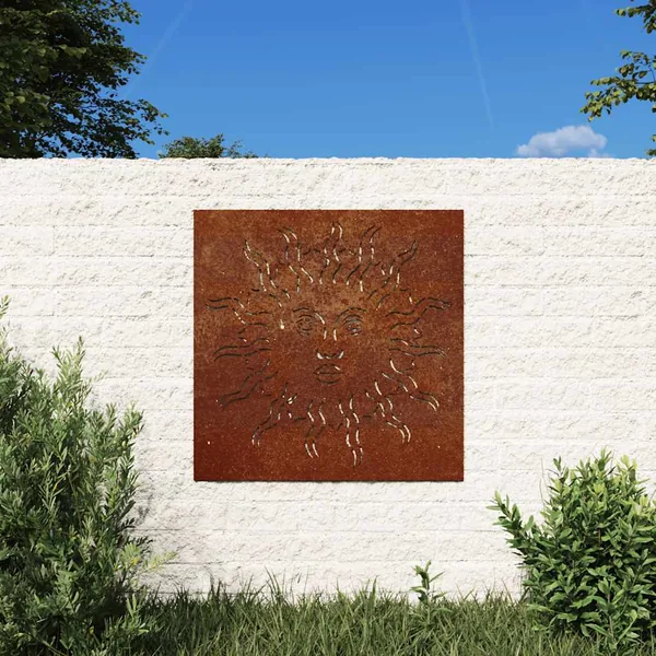 Décoration murale jardin 55x55 cm acier corten design du soleil