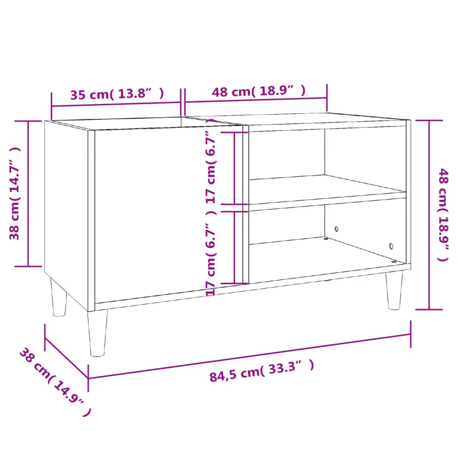 Armoire à disques noir 84,5x38x48 cm bois d'ingénierie - 8