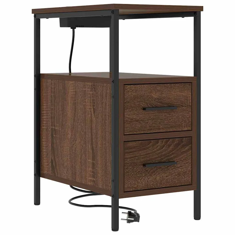 Cabinet de chevet Chêne brun 30 x 48 x 61 cm Bois d'ingénierie - 2