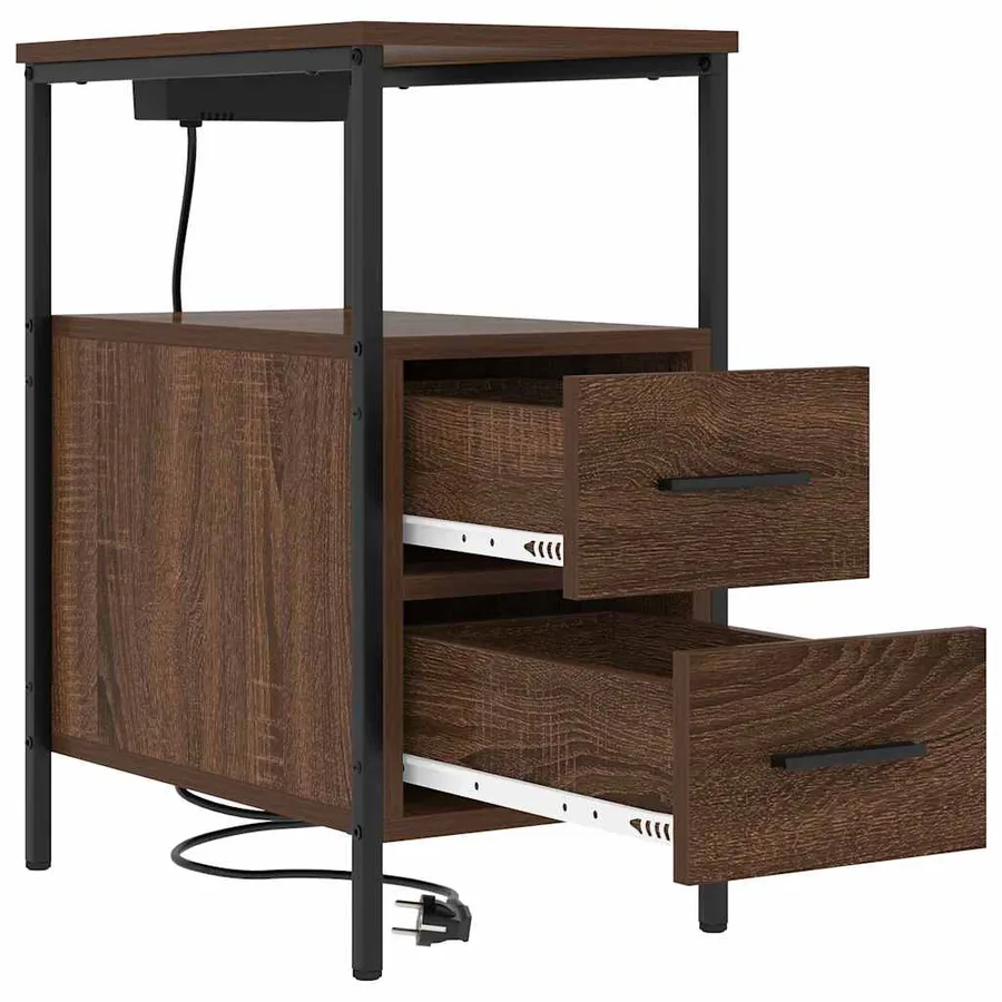 Cabinet de chevet Chêne brun 30 x 48 x 61 cm Bois d'ingénierie - 5