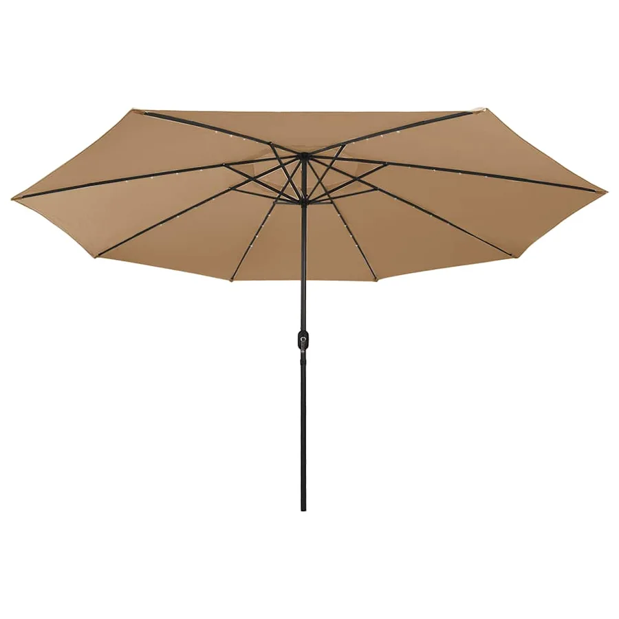 Parasol de jardin avec lumières LED et mât en métal 400cm taupe - 3
