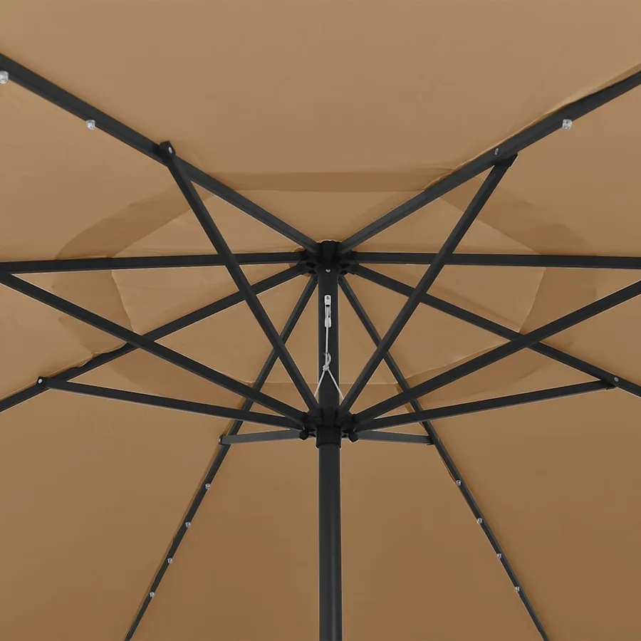 Parasol de jardin avec lumières LED et mât en métal 400cm taupe - 4