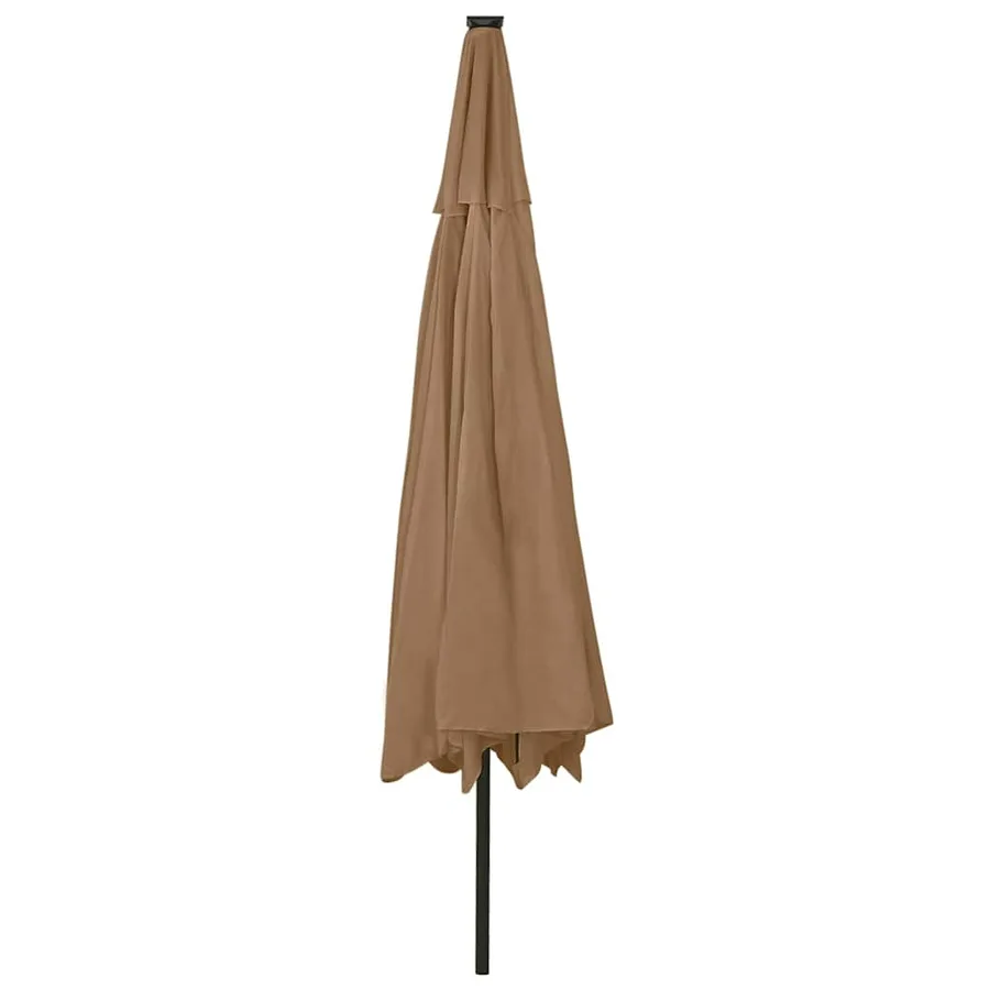 Parasol de jardin avec lumières LED et mât en métal 400cm taupe - 5