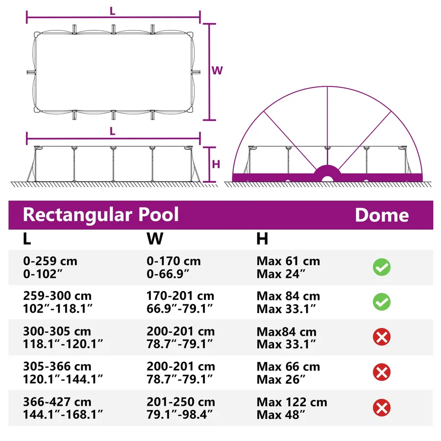 Dôme de piscine 336 x 322 x 160 cm Vert Mer - 17