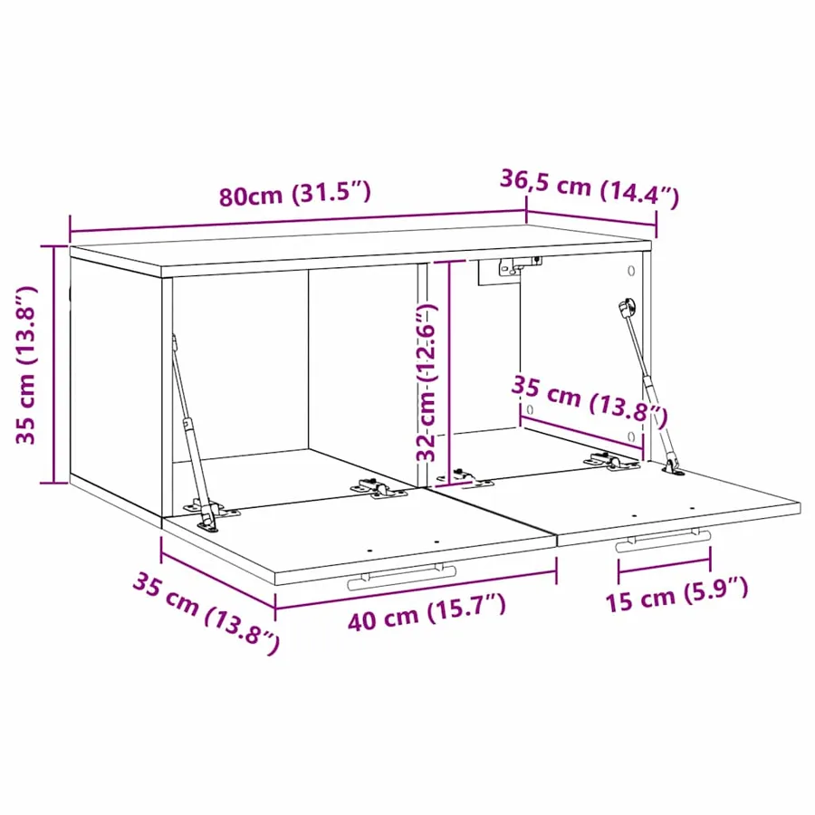 Meuble mural 80 x 36.5 x 35 cm Bois d'ingénierie - 12