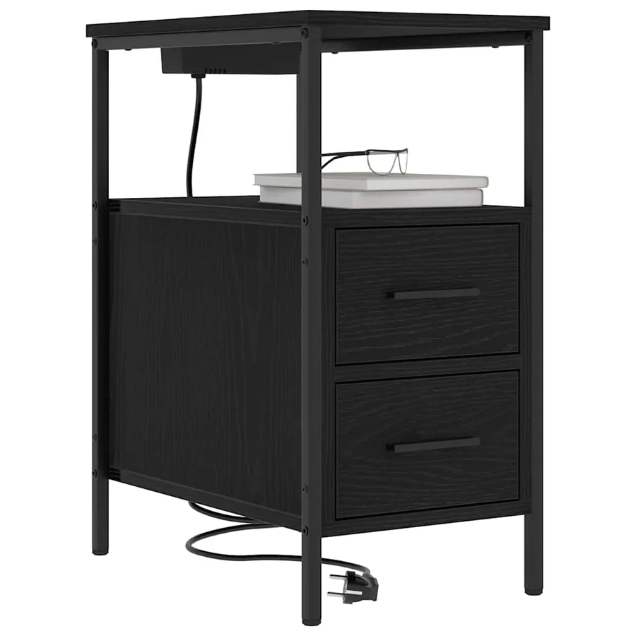 Cabinet de chevet avec tiroir 2 pcs Chêne noir 30 x 48 x 61 cm - 3