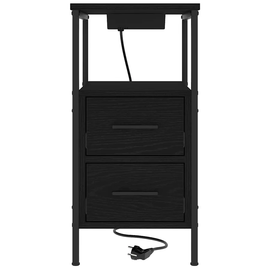Cabinet de chevet avec tiroir 2 pcs Chêne noir 30 x 48 x 61 cm - 7