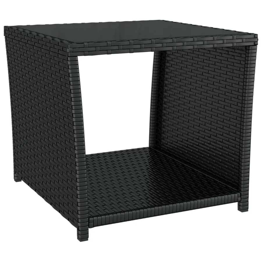 Ensemble de salon de jardin 3 pcs noir poly rotin et acier - 5