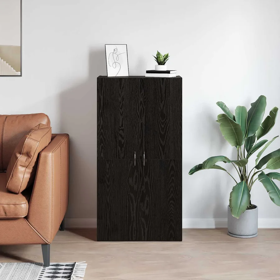 Cabinet de Bureau Chêne noir 60 x 32 x 115 cm Bois d'ingénierie - 4